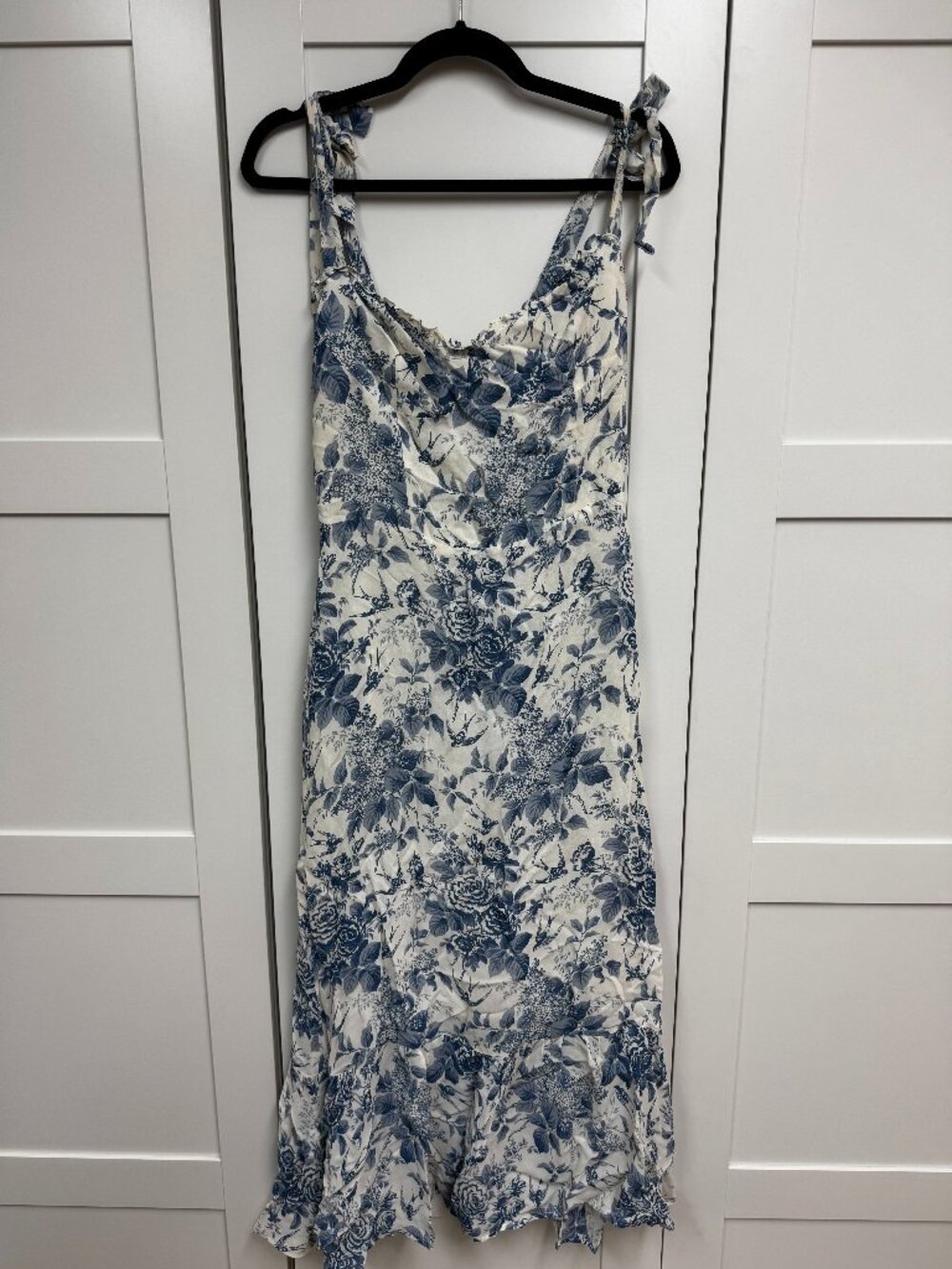 Reformation Nikita Blue and White Floral Midi Dress